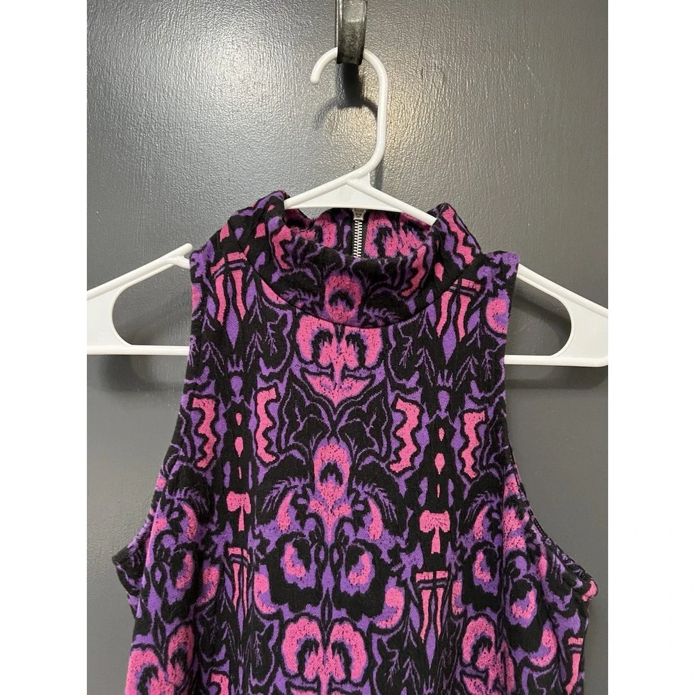 Free People Amelia Knit Mini Halter Dress Women's Size XS Purple/Black/Pink